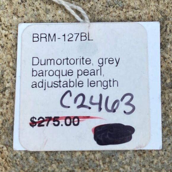 NWT New Margo Morrison Grey Baroque Pearls/Dumortierite Leather Rope Bracelet - Picture 7 of 7